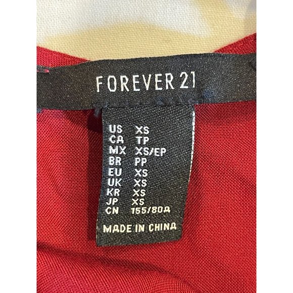 Forever 21 Womens Skater Mini Dress Back Hole Cap Sleeve Burgundy Size X Small - Picture 6 of 7